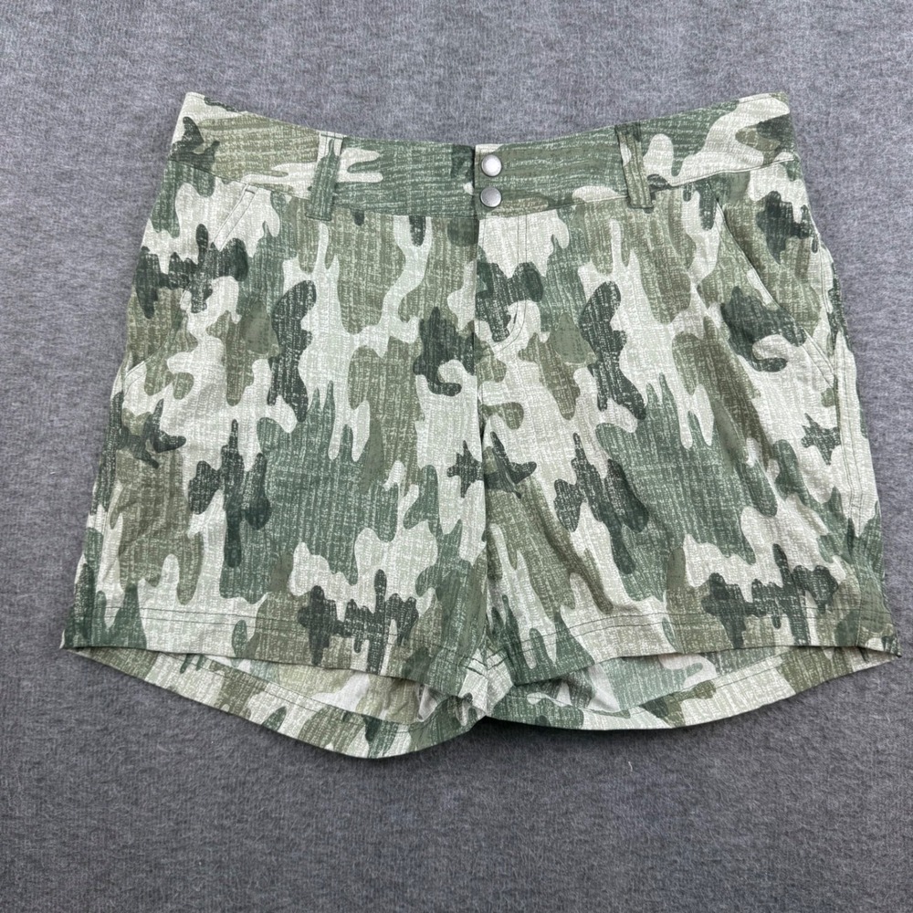 Columbia Shorts Women's 14 Green Camo Omni-Shield Hiking Outdoor Cargo Casual